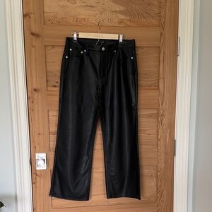 J. Crew Black Leather-Style Trousers